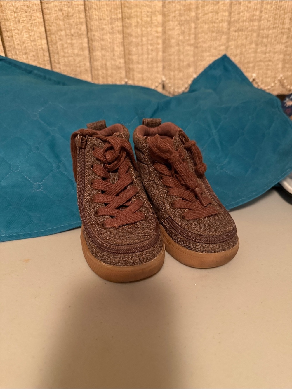Kids Brown High-Top Sneakers with Gum Sole
